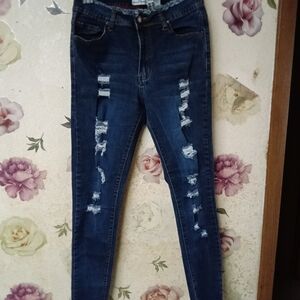 Vince Midnight Blue Ripped Skinny Jeans